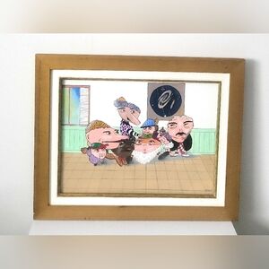 Original Signed D. Grant Framed Art with Unique Characters. 20.5 X 16.5 Inches